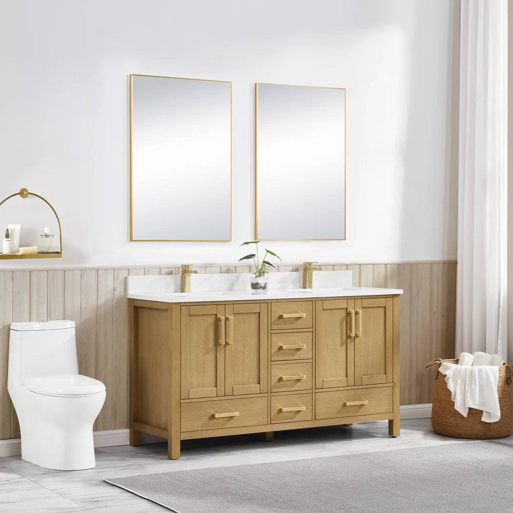 Briar 60" Double Sink Oak Bathroom Vanity | 2 Colors