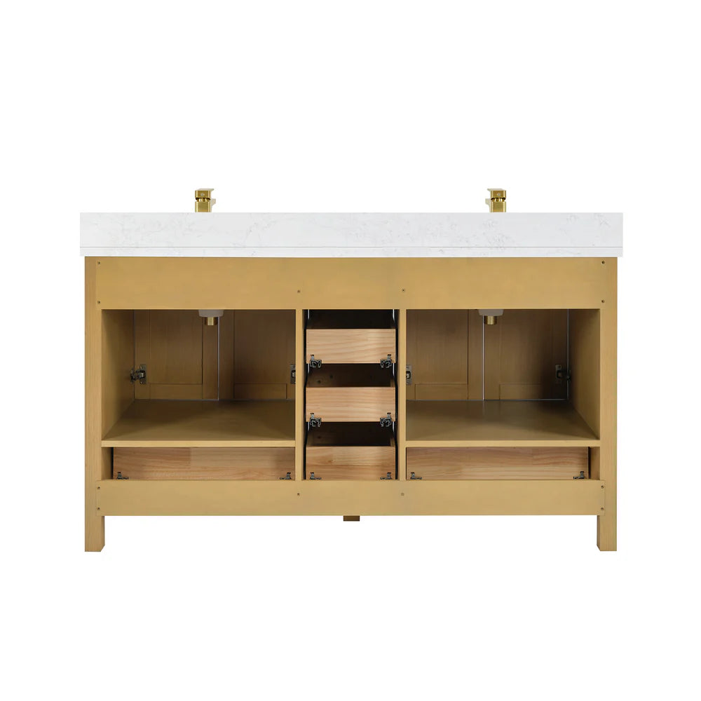 Briar 60" Double Sink Oak Bathroom Vanity | 2 Colors