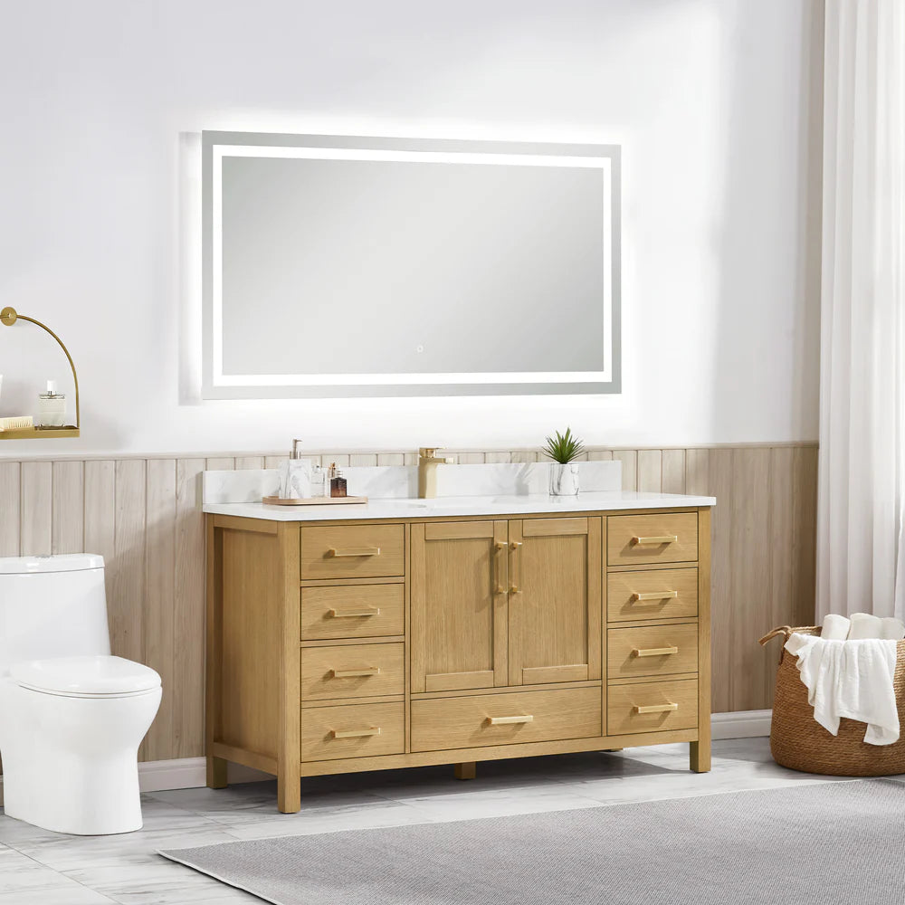 Briar 60" Single Sink Oak Bathroom Vanity | 2 Colors
