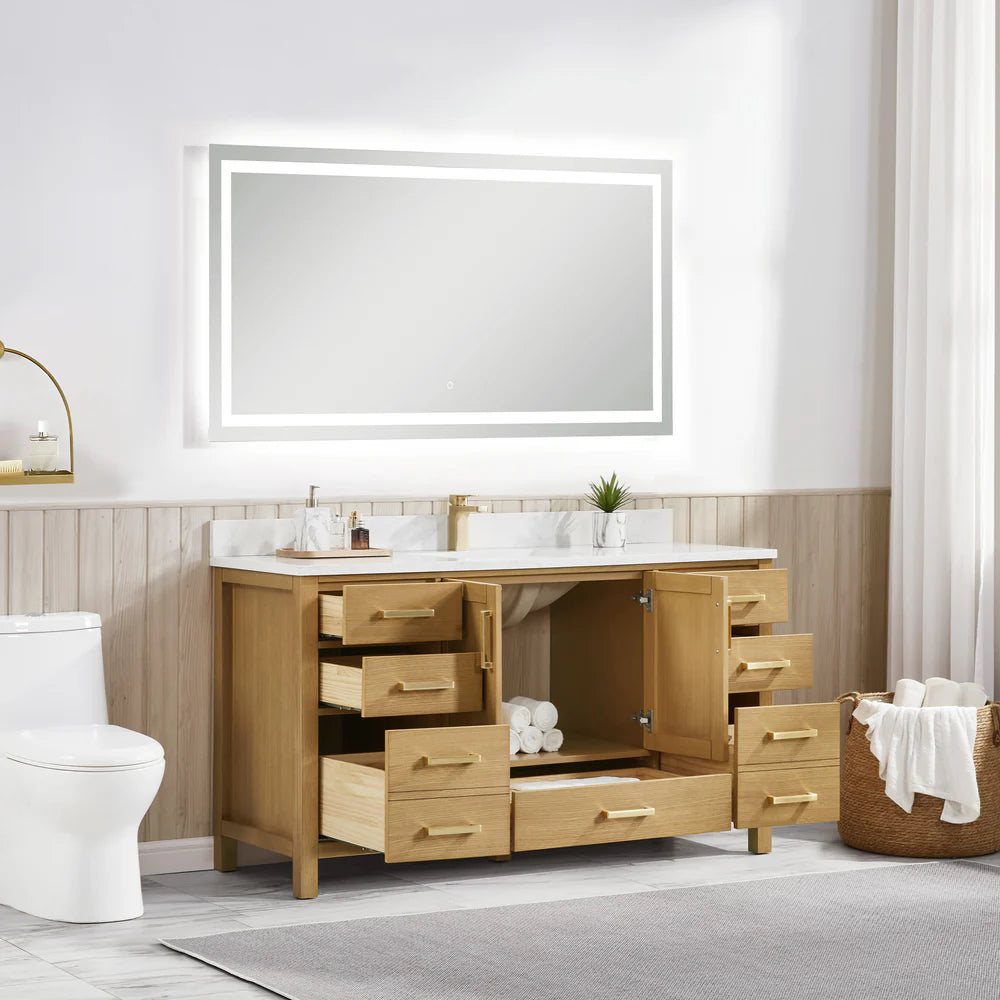 Briar 60" Single Sink Oak Bathroom Vanity | 2 Colors