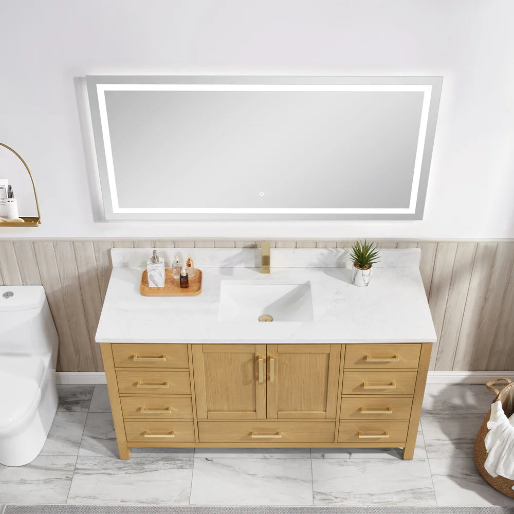 Briar 60" Single Sink Oak Bathroom Vanity | 2 Colors