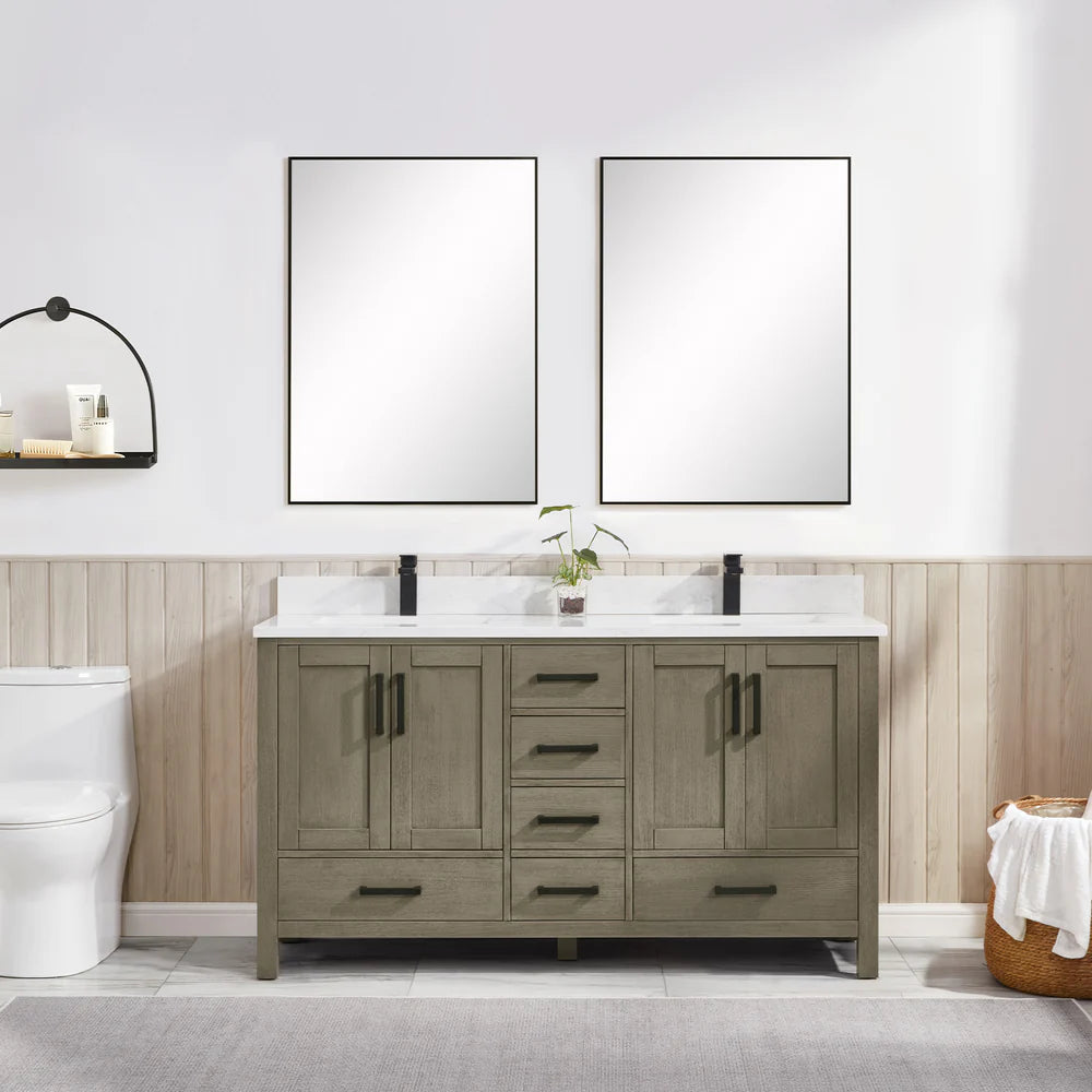 Briar 60" Double Sink Oak Bathroom Vanity | 2 Colors