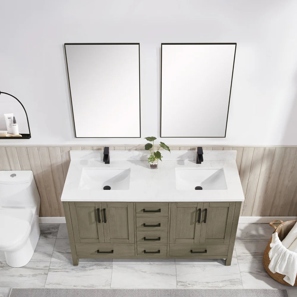 Briar 60" Double Sink Oak Bathroom Vanity | 2 Colors