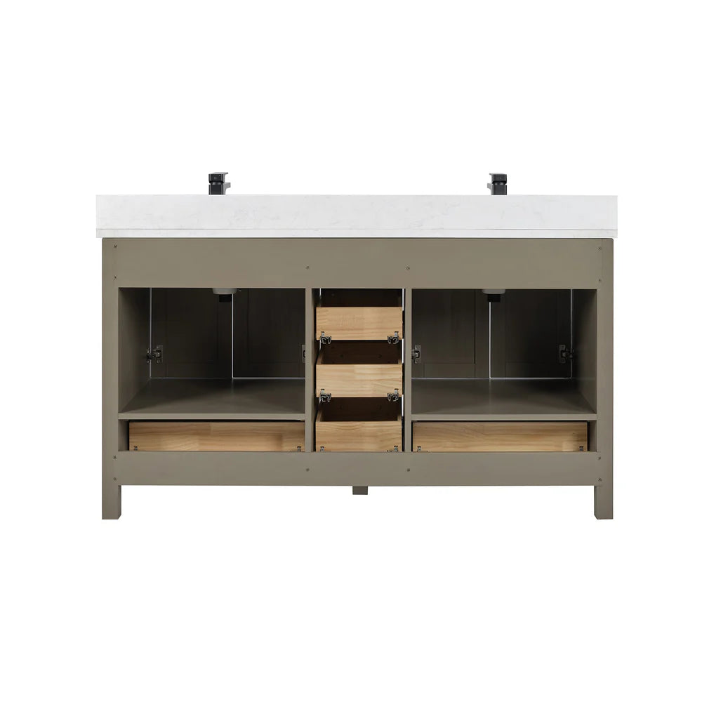 Briar 60" Double Sink Oak Bathroom Vanity | 2 Colors