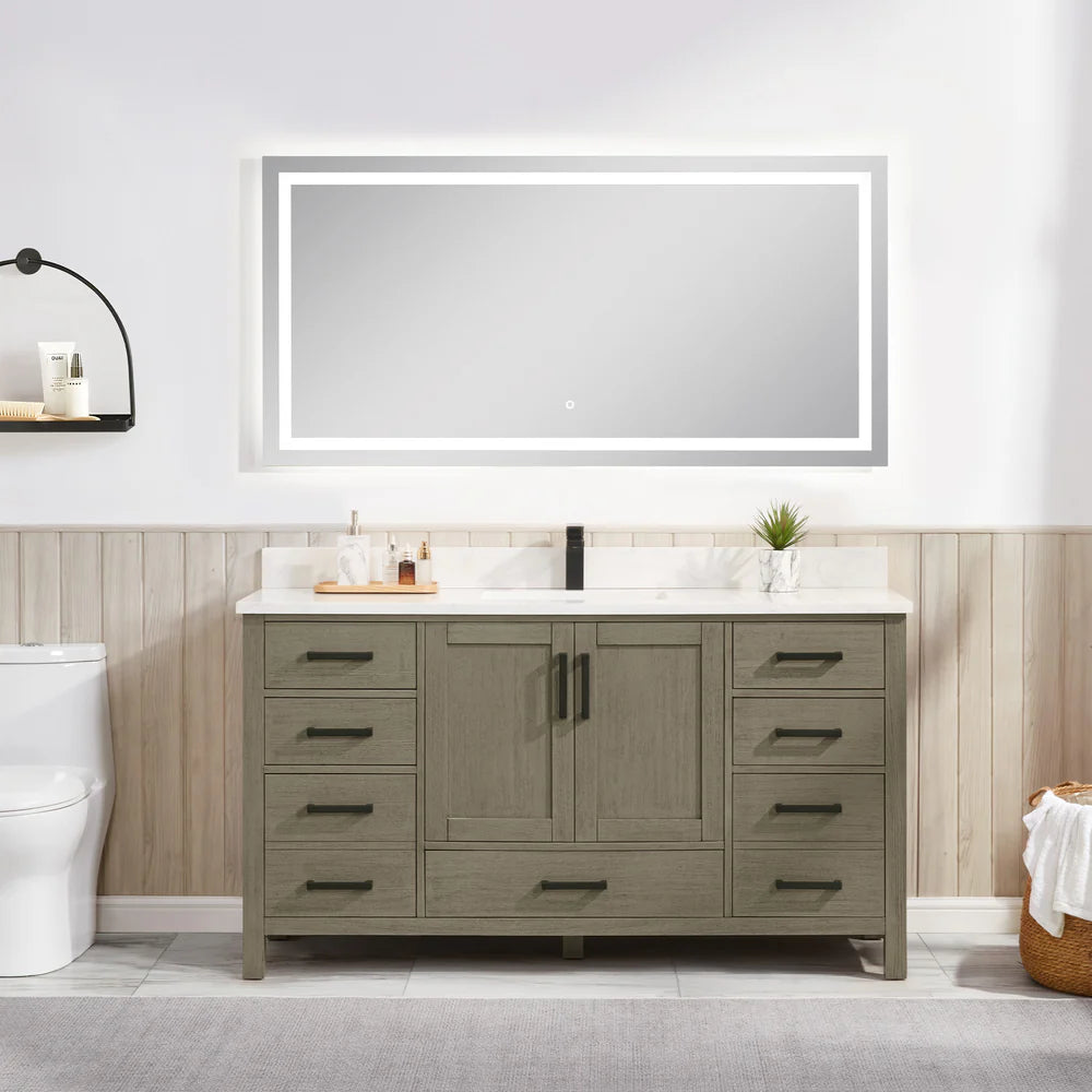 Briar 60" Single Sink Oak Bathroom Vanity | 2 Colors