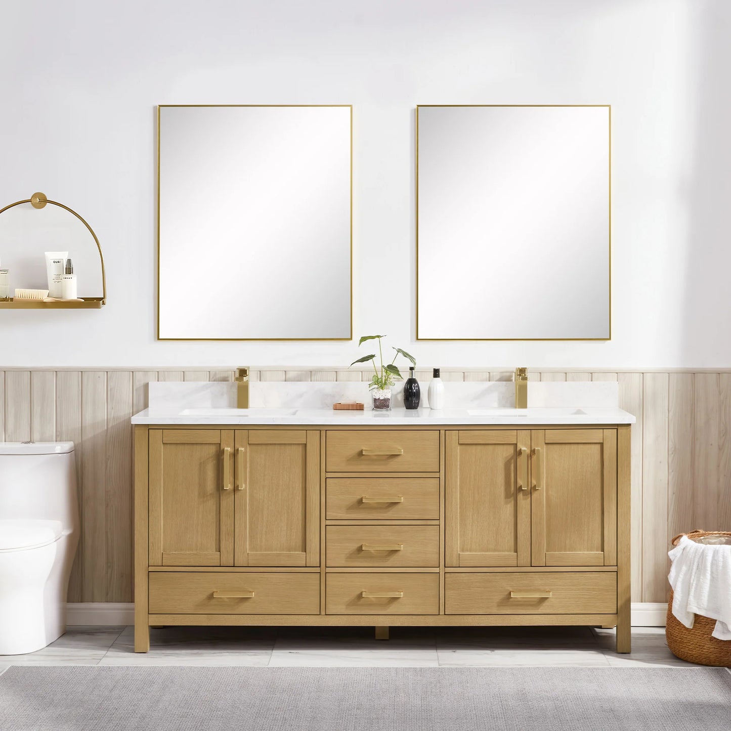 Briar 72" Double Oak Bathroom Vanity | 2 Colors