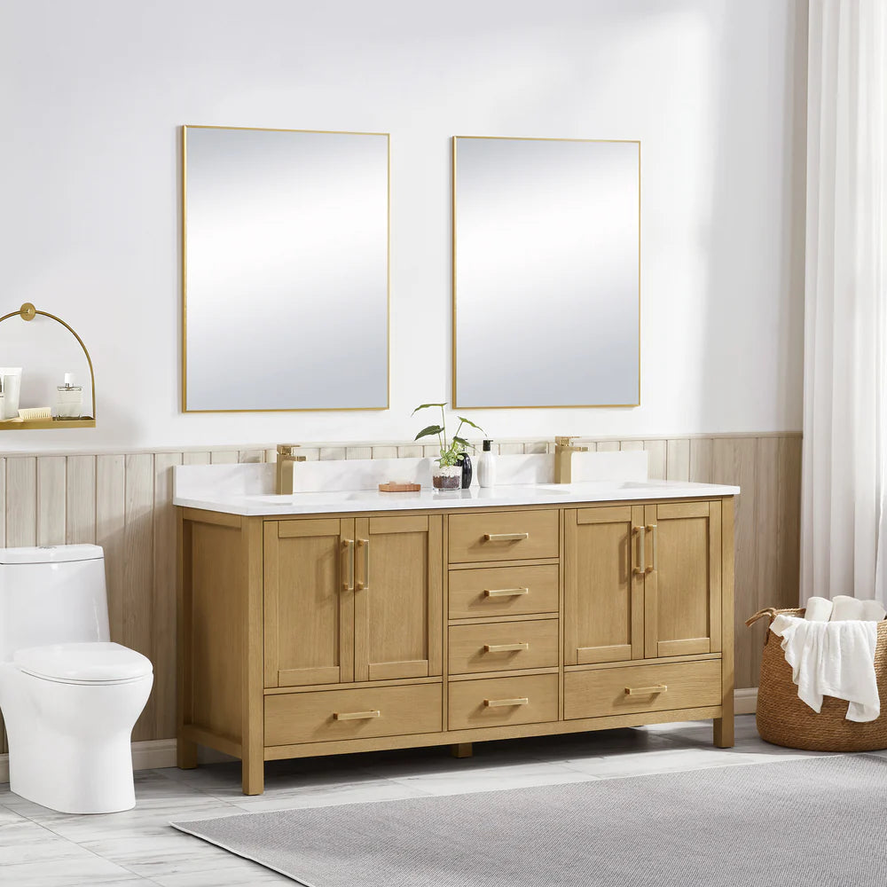 Briar 72" Double Oak Bathroom Vanity | 2 Colors
