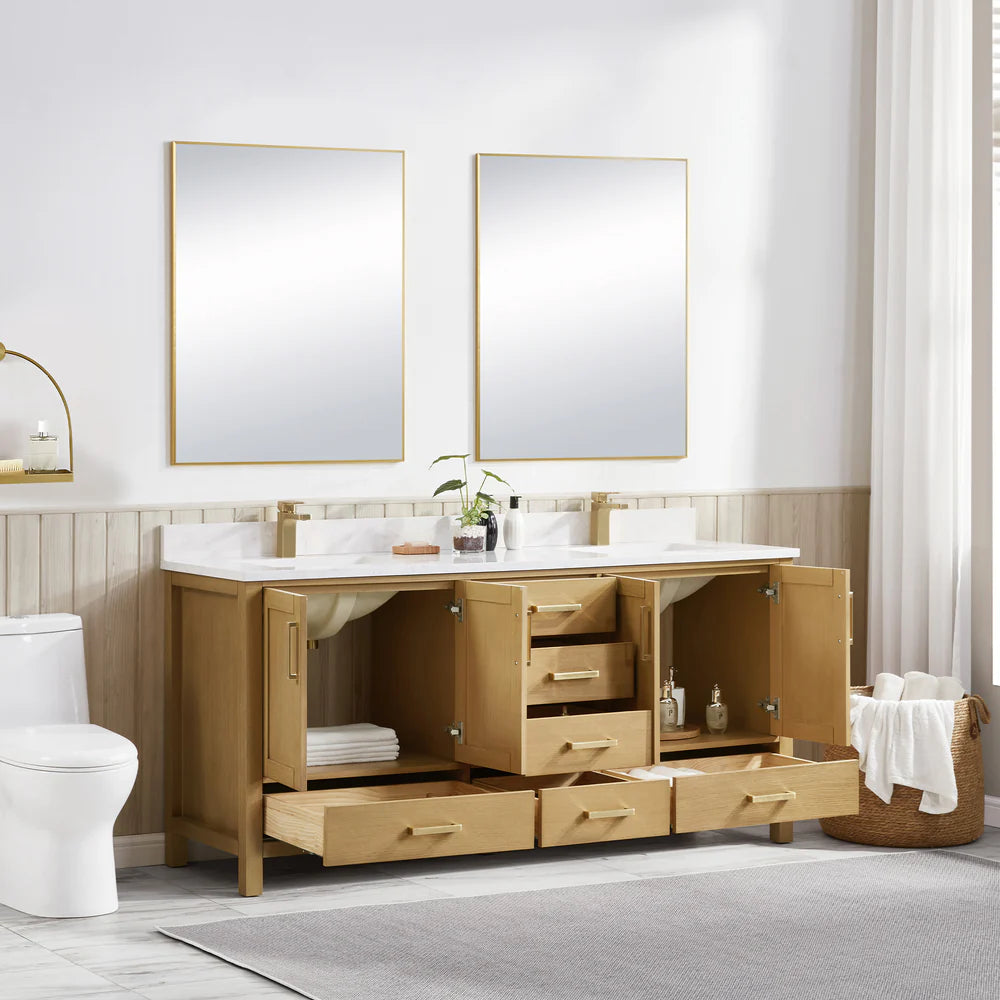 Briar 72" Double Oak Bathroom Vanity | 2 Colors