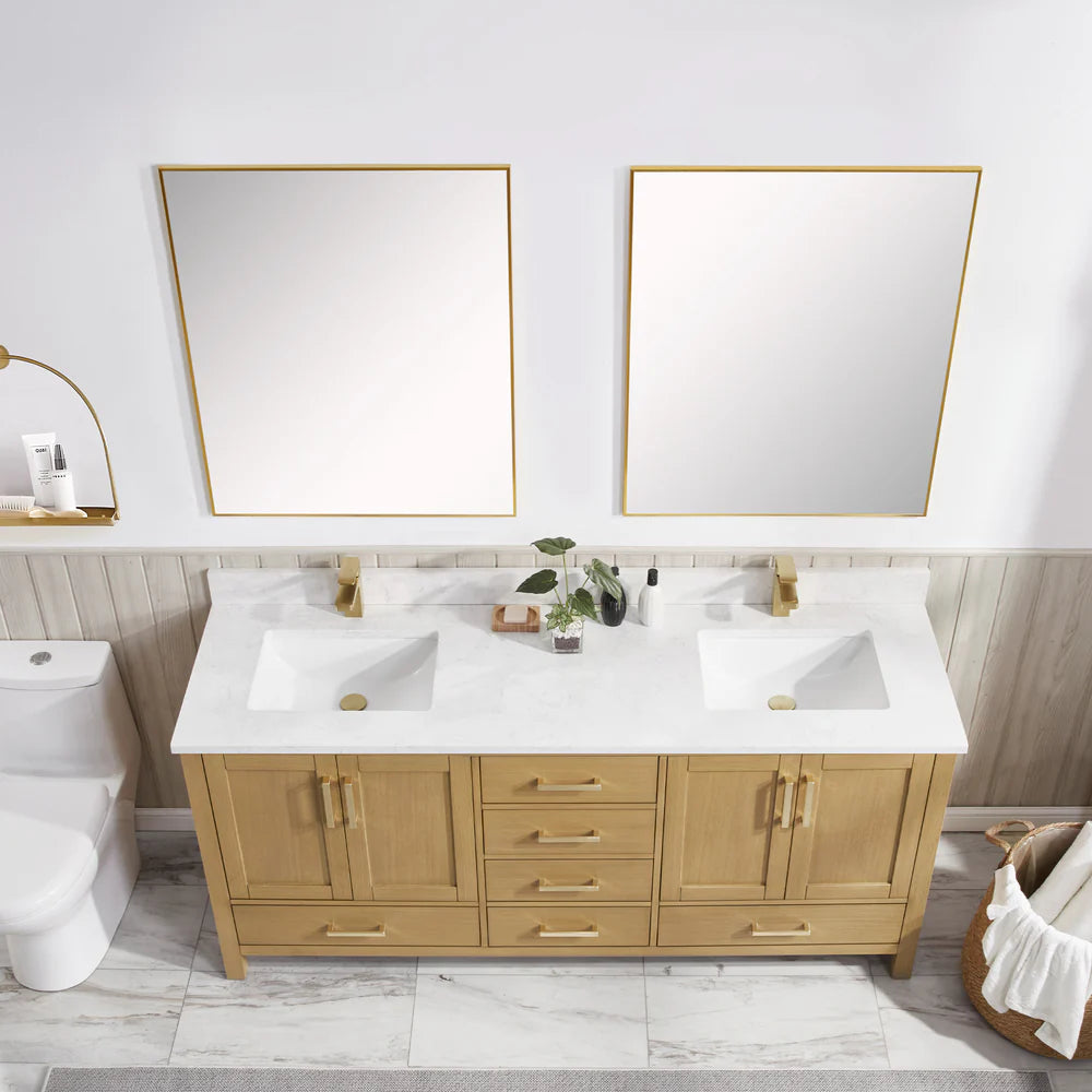 Briar 72" Double Oak Bathroom Vanity | 2 Colors