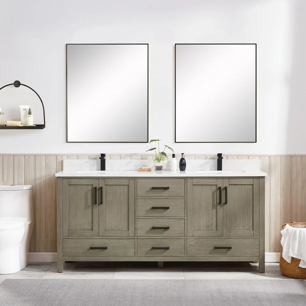 Briar 72" Double Oak Bathroom Vanity | 2 Colors