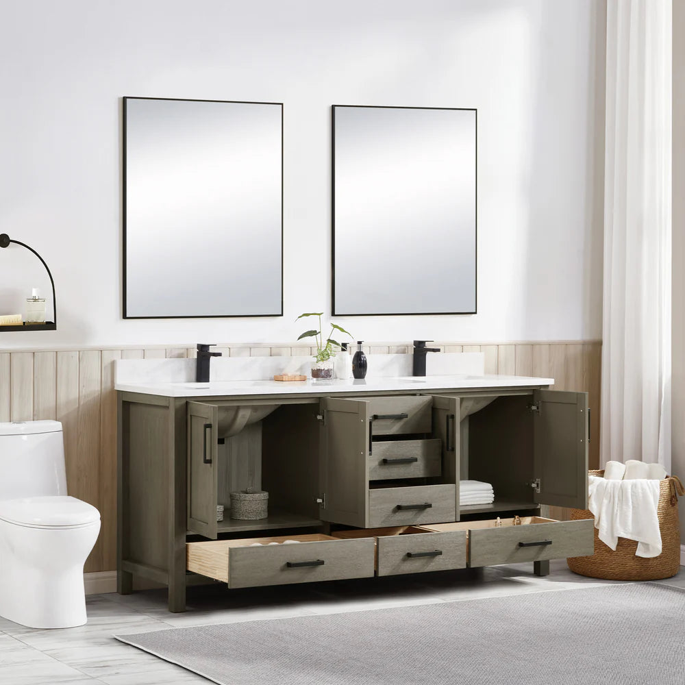 Briar 72" Double Oak Bathroom Vanity | 2 Colors