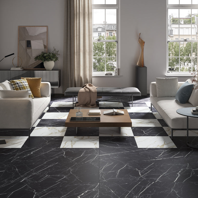 Verona Marble Look Porcelain Tile | Black & White | 3 Sizes