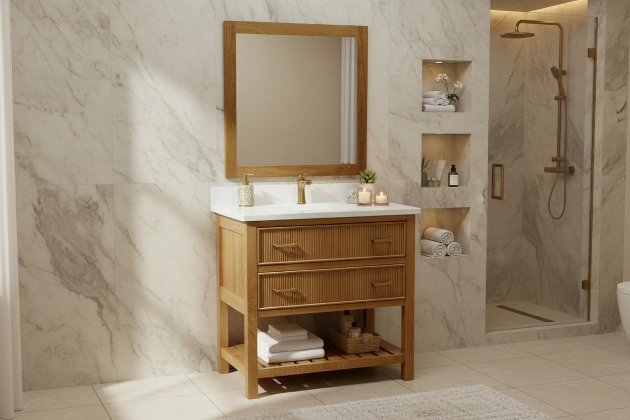 Belmont Fluted 24" |30"|36" Amish Made Bathroom Cabinet (Base only)