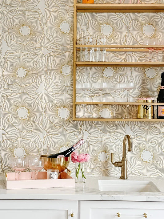 Art Deco Sunburst White Porcelain Tile