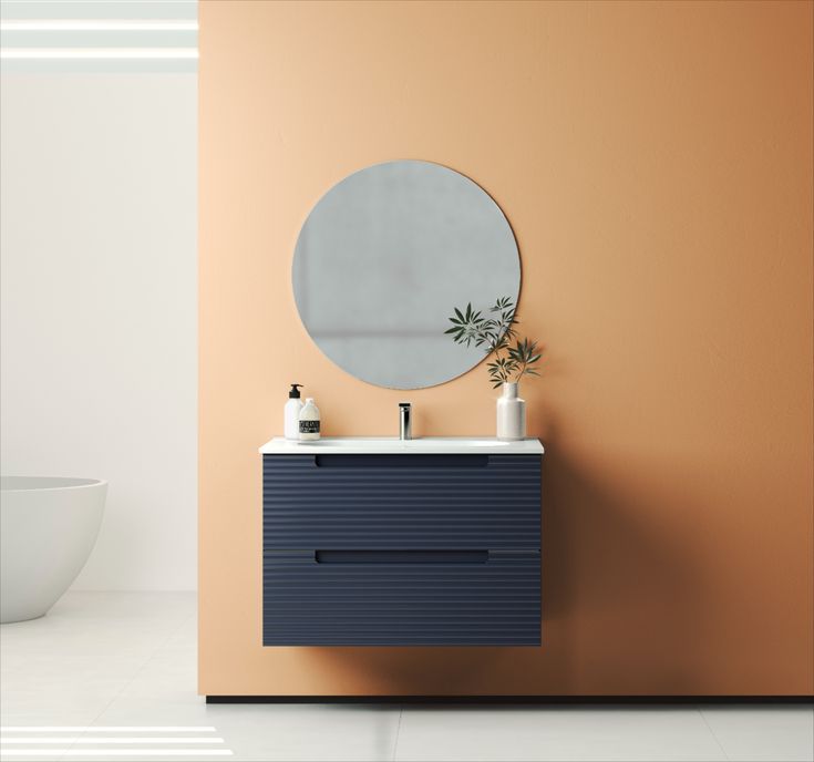 Montello 24" Navy Wall Hung Bathroom Vanity Base Only - Tilevanity.com