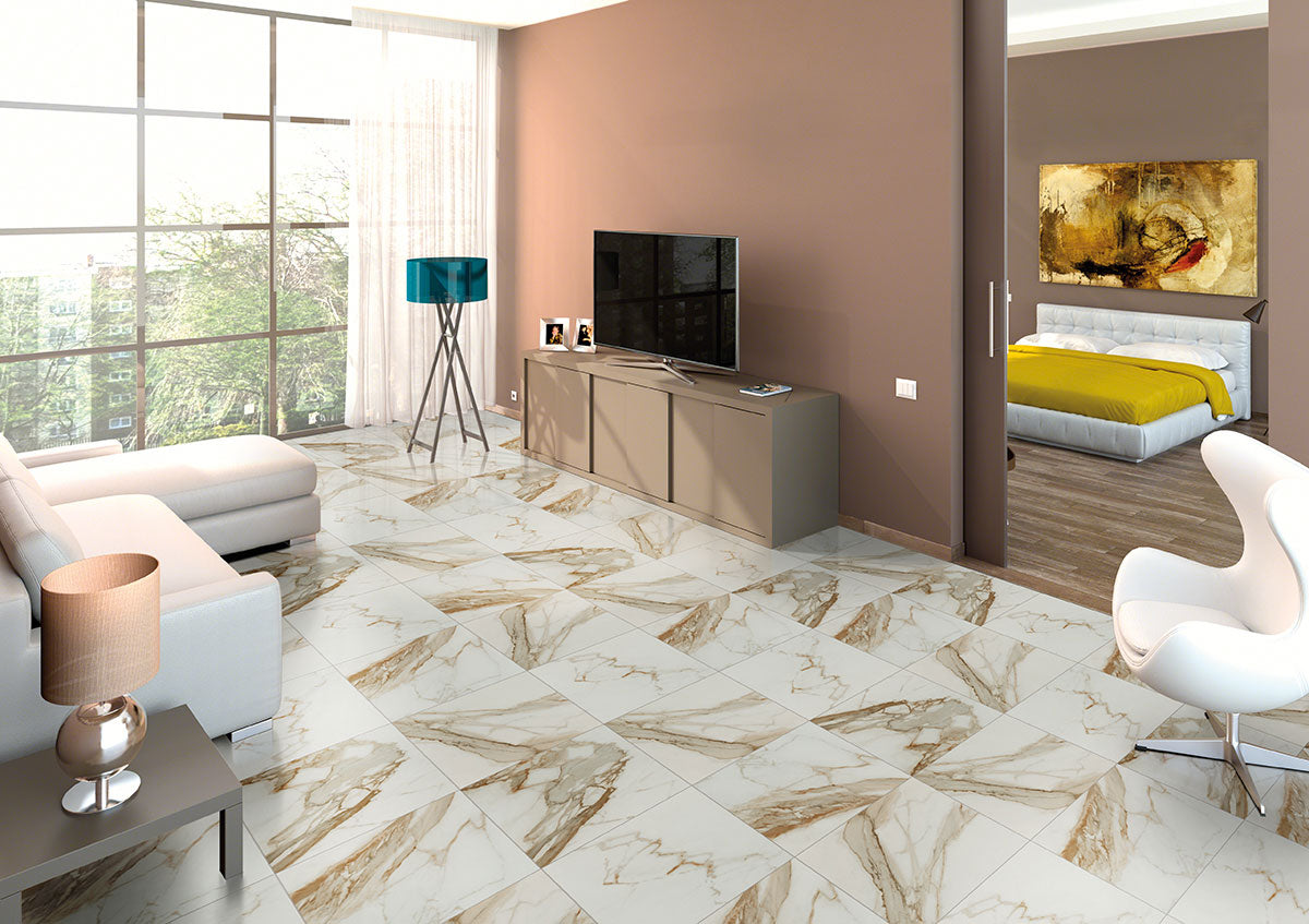 Calacatta Gold Porcelain Tile | 3 Sizes | Matte or Polished