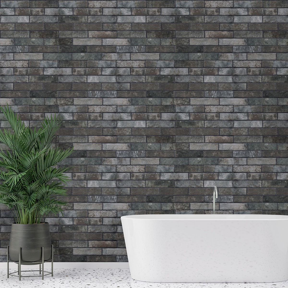 Antica Fornace Charcoal Porcelain Brick Look Tile 2x10" - Tilevanity.com