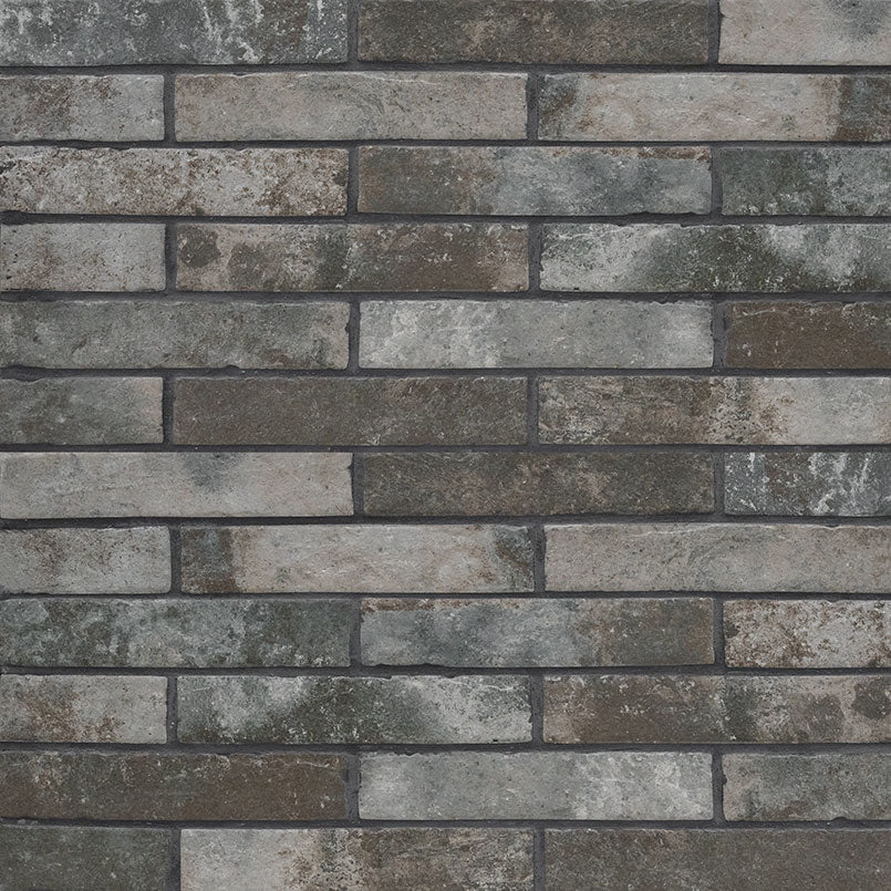 Antica Fornace Charcoal Porcelain Brick Look Tile 2x10" - Tilevanity.com