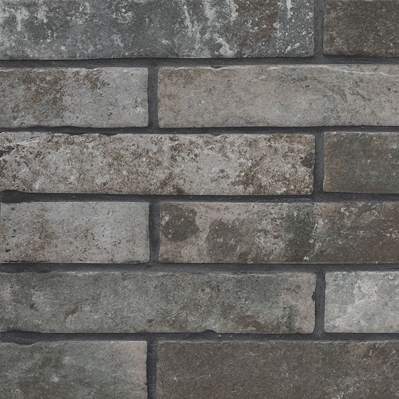 Antica Fornace Charcoal Porcelain Brick Look Tile 2x10" - Tilevanity.com