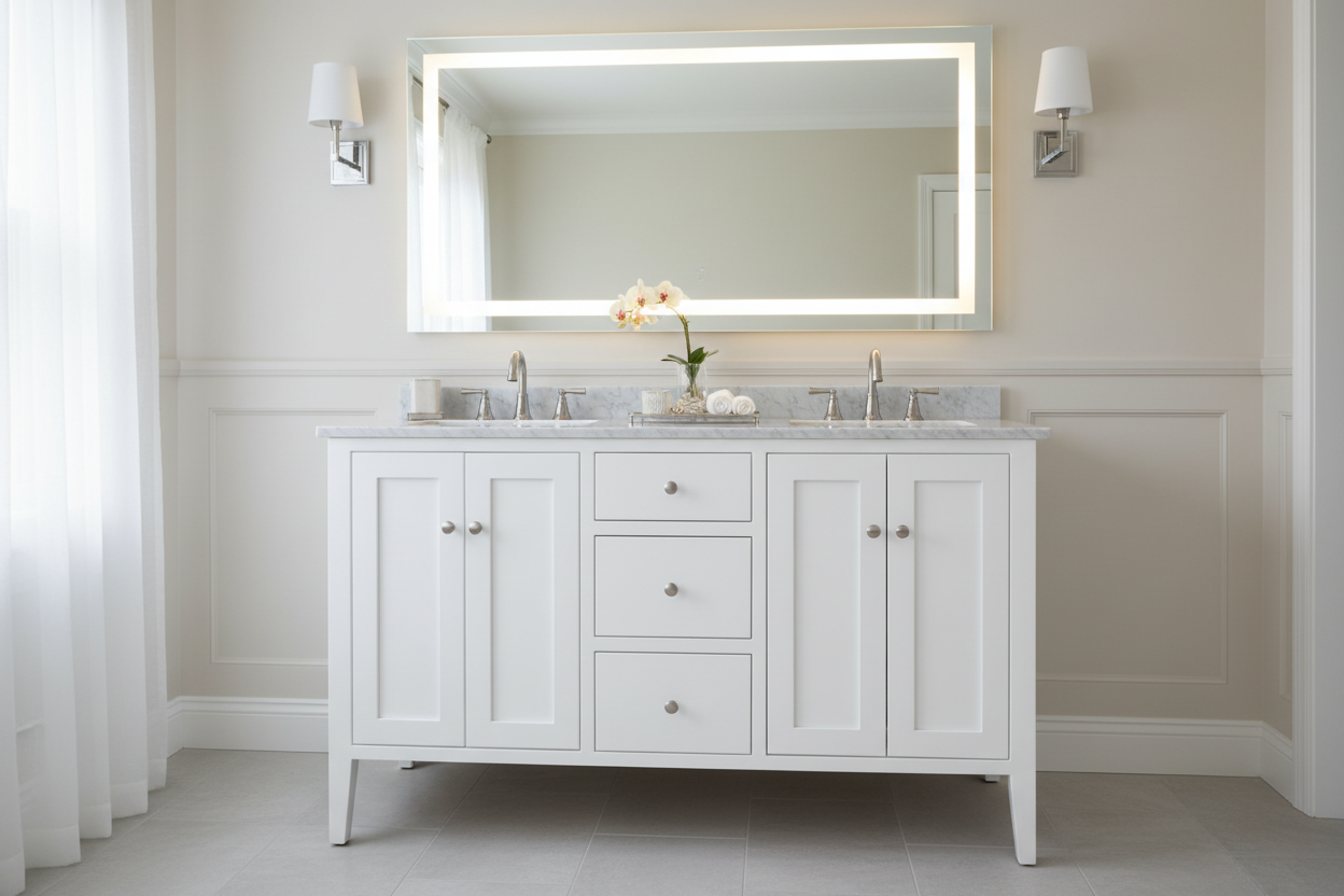 Montgomery White 48"|60"|72"W Amish Made Bathroom Vanity (Base Only)