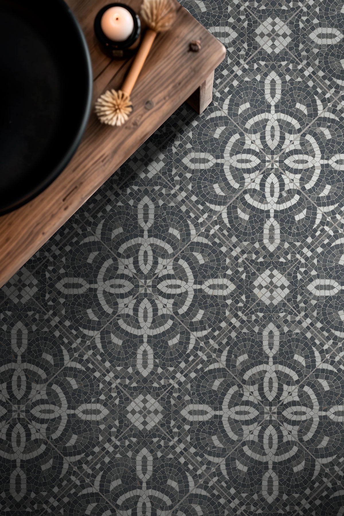 Courtyard Dark Porcelain Tile 8x8" - Tilevanity.com