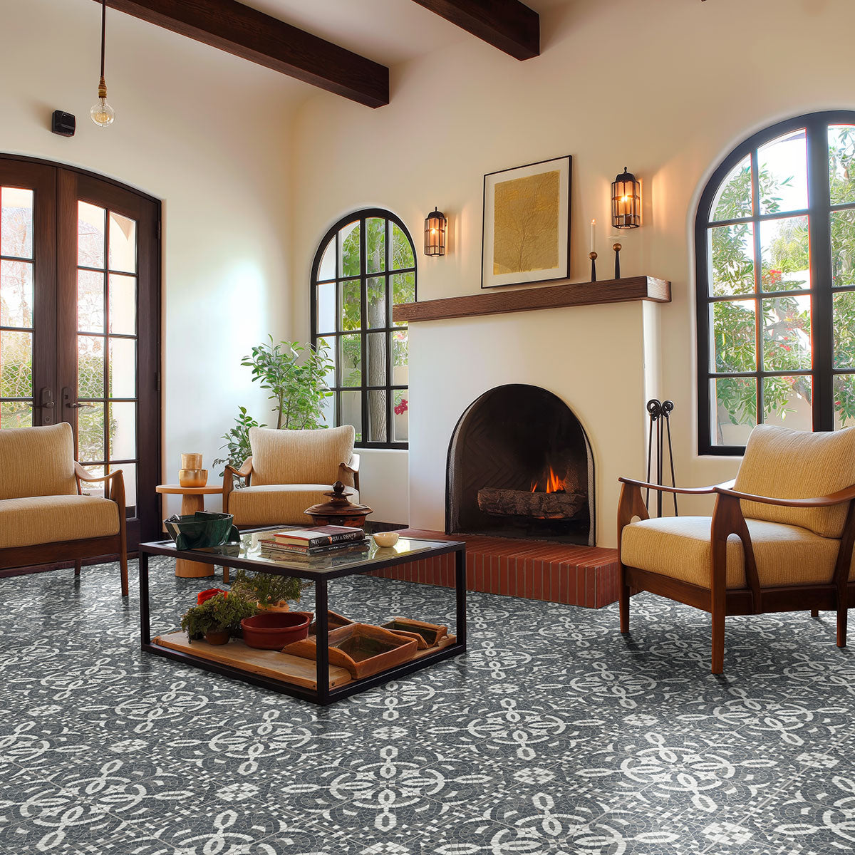 Courtyard Dark Porcelain Tile 8x8" - Tilevanity.com