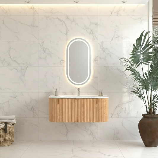 Cosette 36" Wall-Mounted Bathroom Vanity – Natural Walnut with Basin