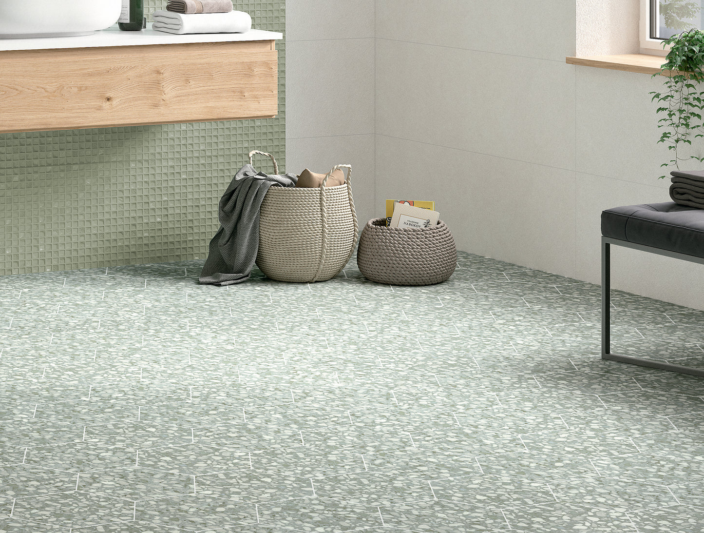 Terazzo Mineral 9.05x10.63" Hexagon Porcelain Tile | 5 Colors