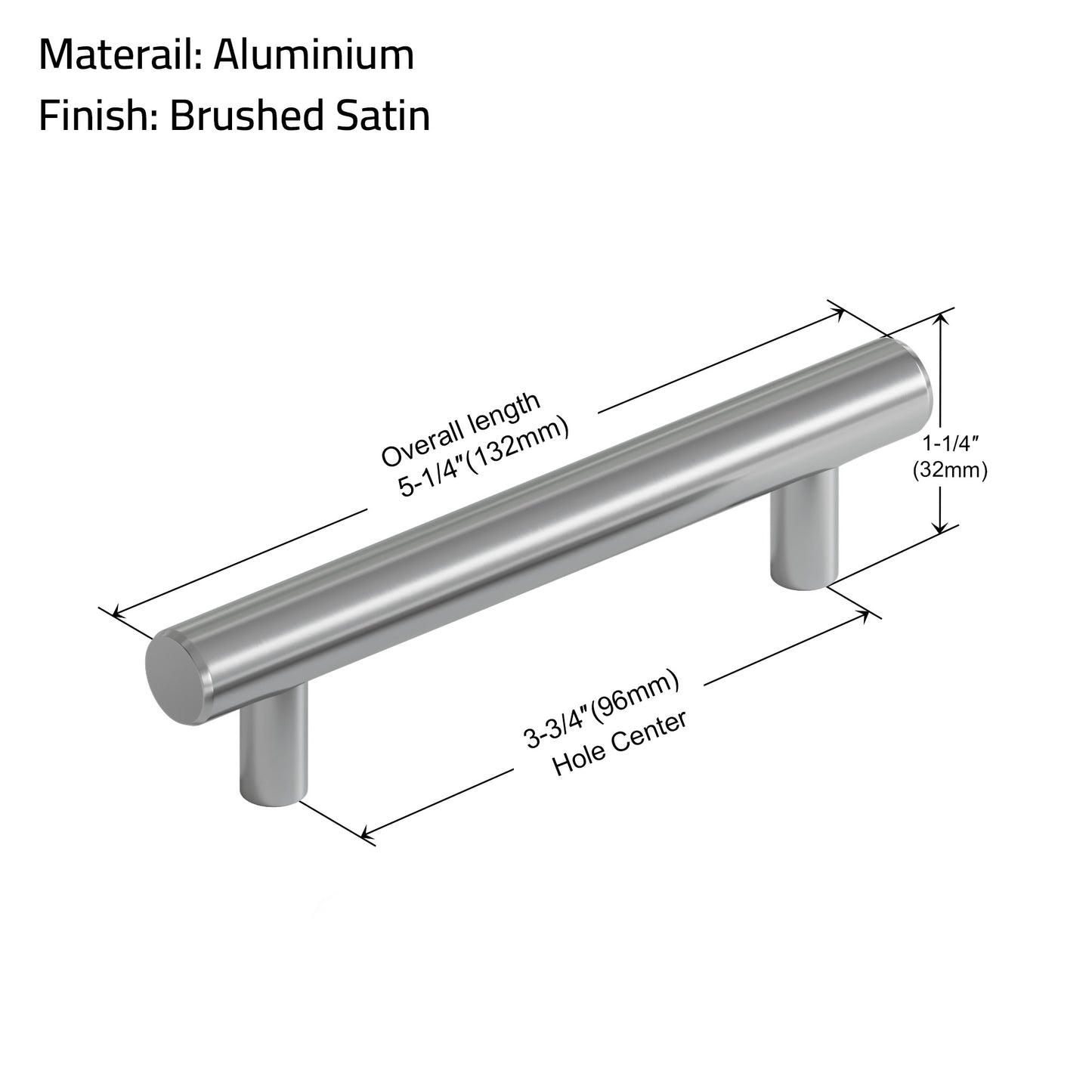 096 Aluminum Cabinet Handle -3-3/4" × 5-1/4" - pack of 2 (3 Colors) - Tilevanity.com