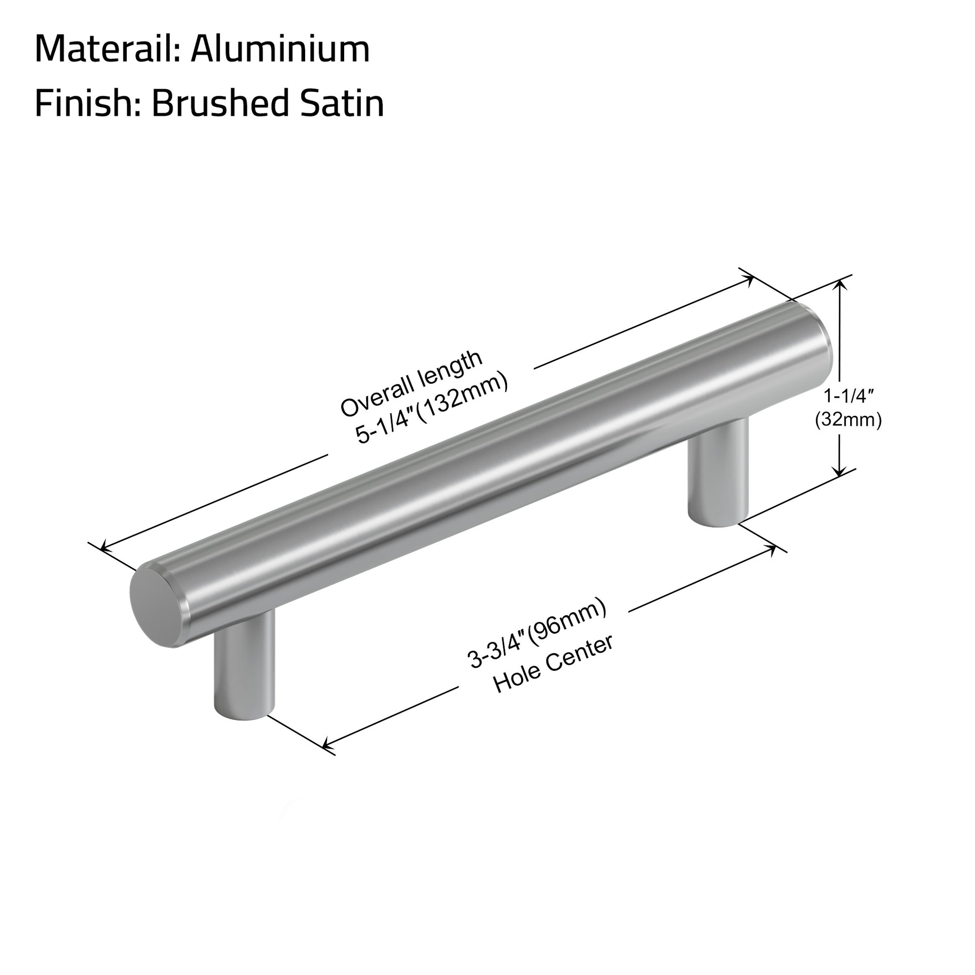 096 Aluminum Cabinet Handle -3-3/4" × 5-1/4" - pack of 2 (3 Colors) - Tilevanity.com