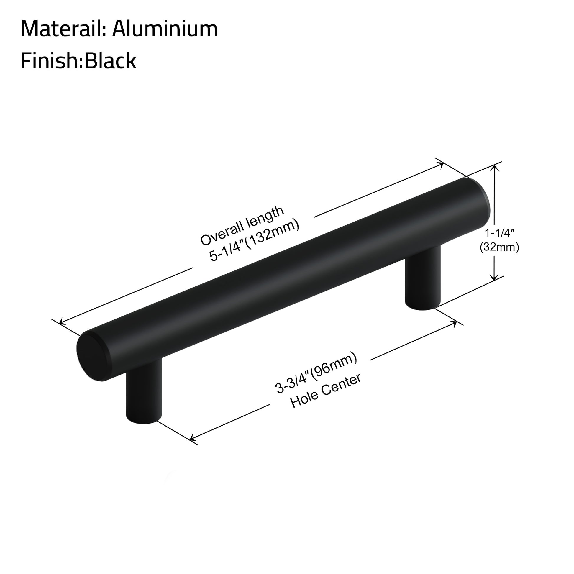 096 Aluminum Cabinet Handle -3-3/4" × 5-1/4" - pack of 2 (3 Colors) - Tilevanity.com