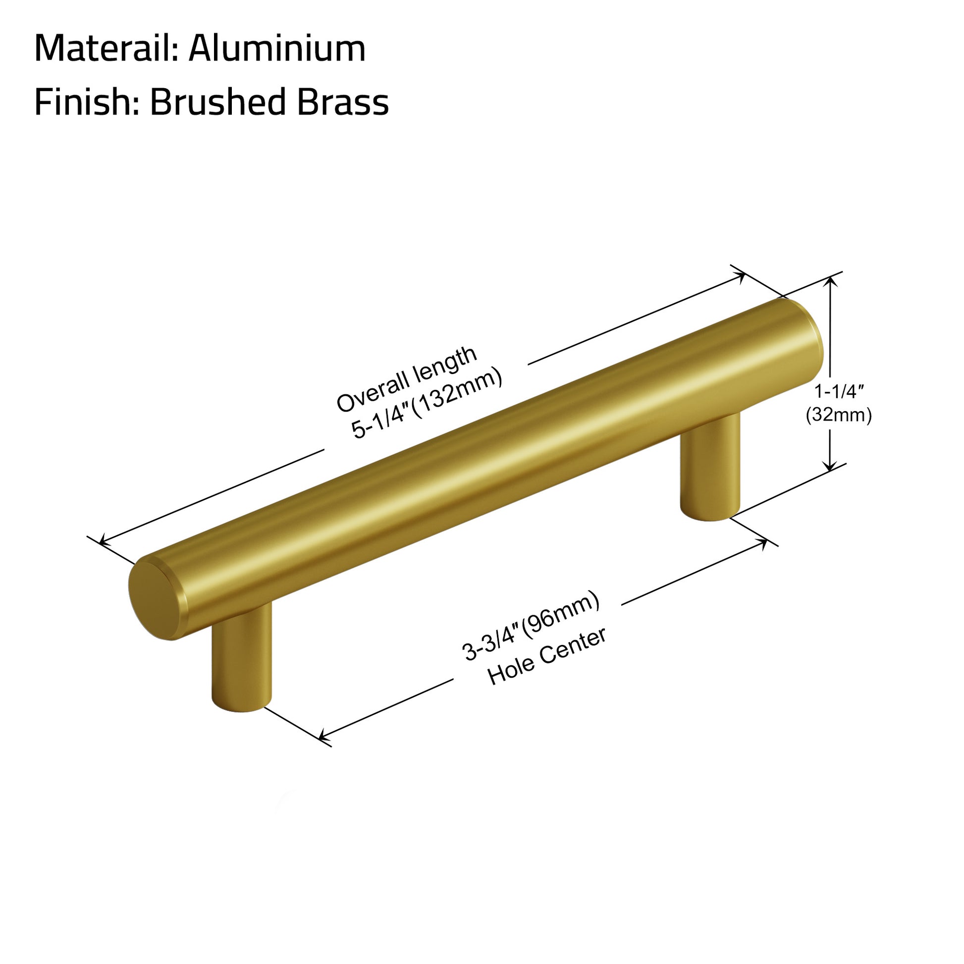 096 Aluminum Cabinet Handle -3-3/4" × 5-1/4" - pack of 2 (3 Colors) - Tilevanity.com