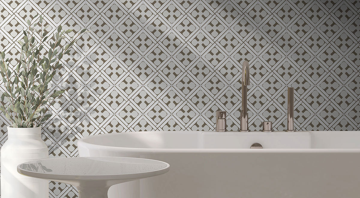Avenue Geo Lattice Encaustic Porcelain Tile 8x8" - Tilevanity.com