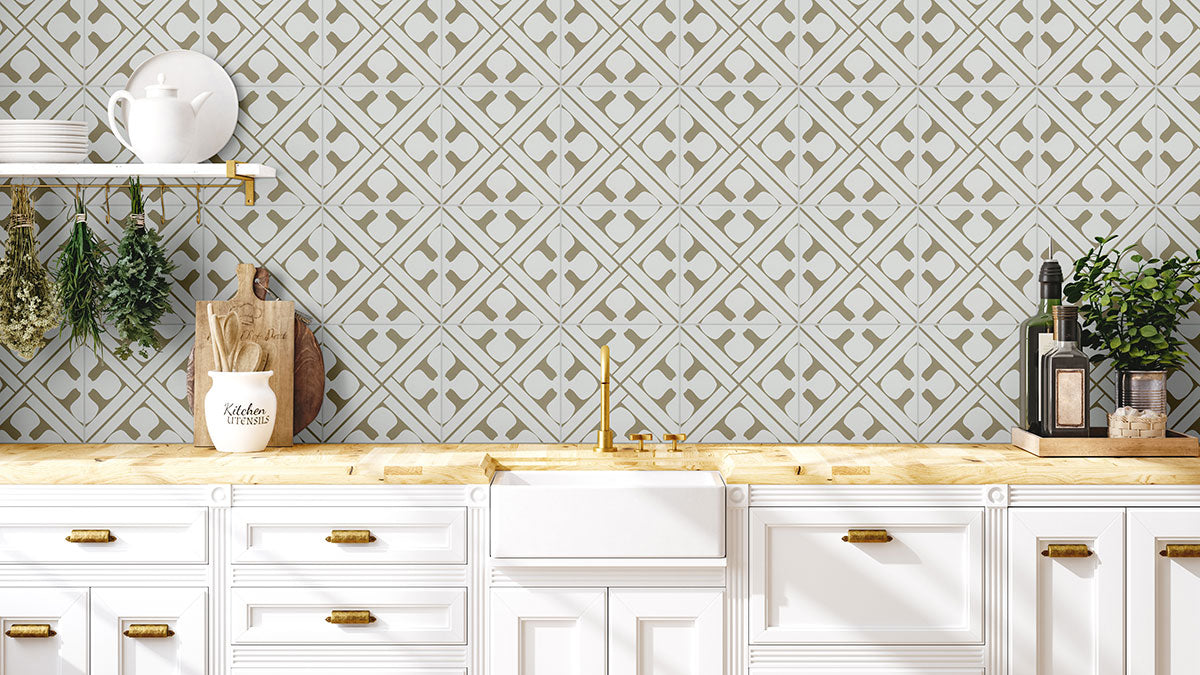 Avenue Geo Lattice Encaustic Porcelain Tile 8x8" - Tilevanity.com