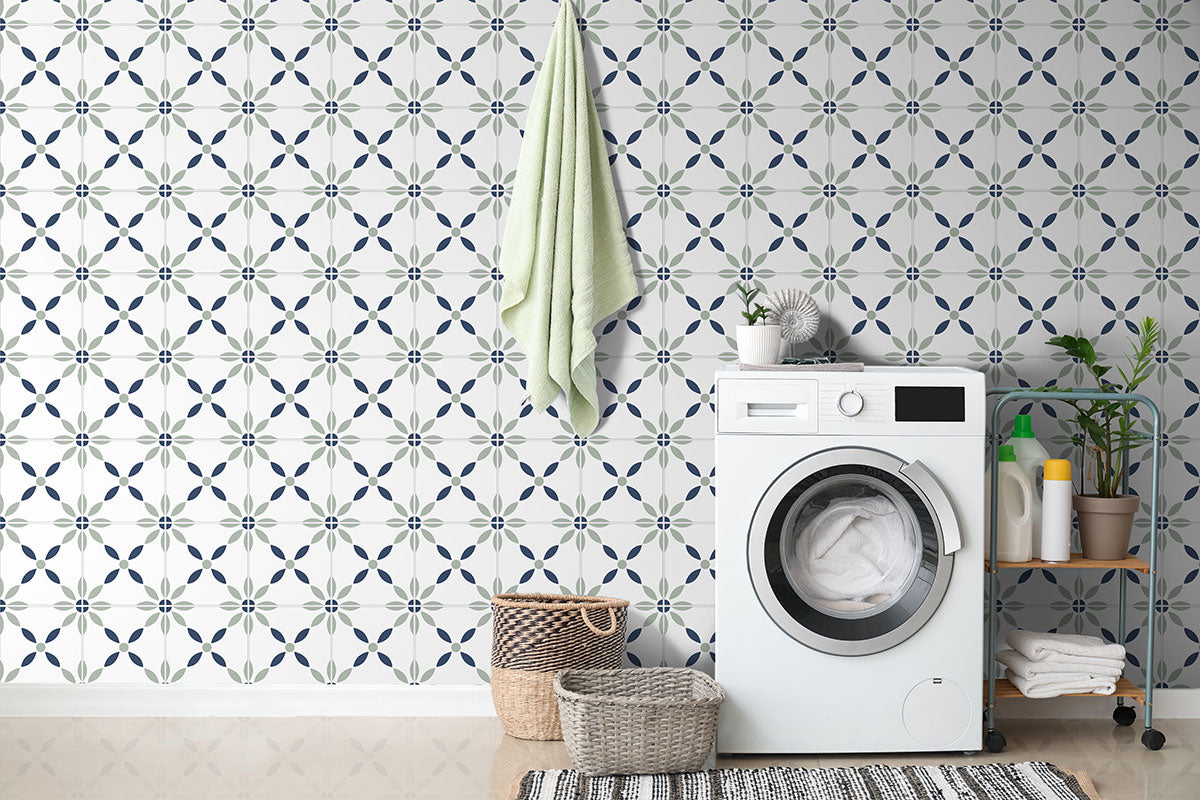 Avenue Floral Encaustic Porcelain Tile 8x8" - Tilevanity.com