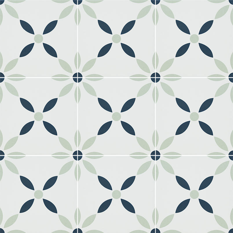 Avenue Floral Encaustic Porcelain Tile 8x8" - Tilevanity.com