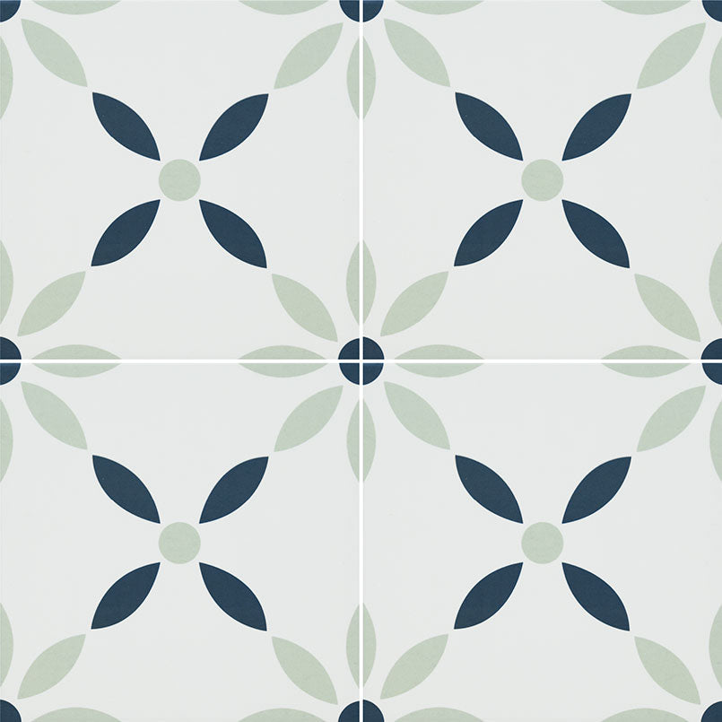 Avenue Floral Encaustic Porcelain Tile 8x8" - Tilevanity.com