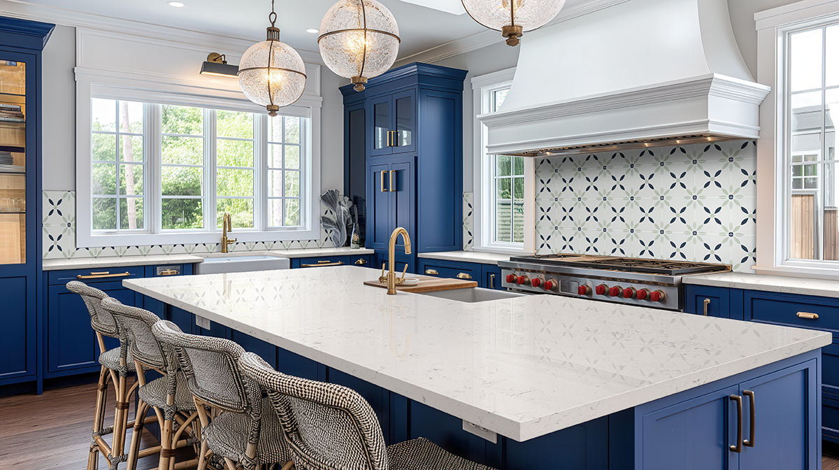 Avenue Floral Encaustic Porcelain Tile 8x8" - Tilevanity.com