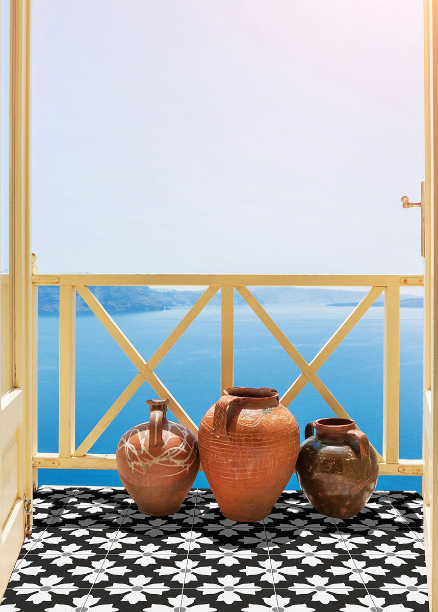 Valencia Midnight Blossom Porcelain Tile 8x8"