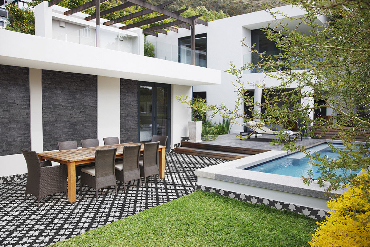 Valencia Midnight Blossom Porcelain Tile 8x8"