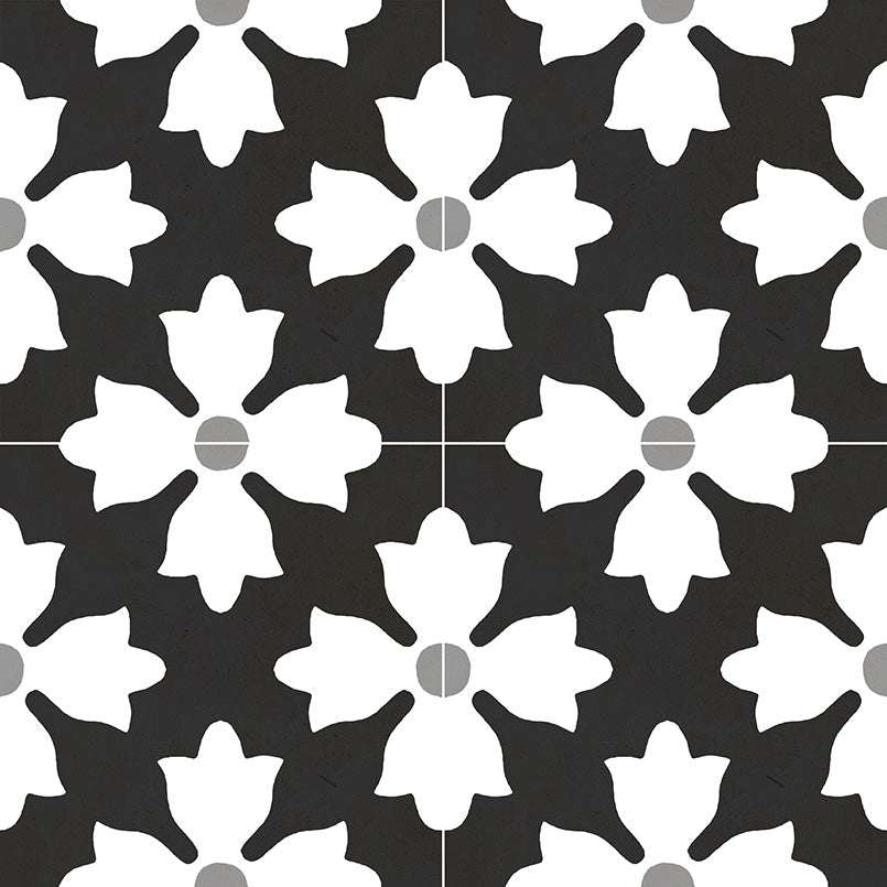 Valencia Midnight Blossom Porcelain Tile 8x8"