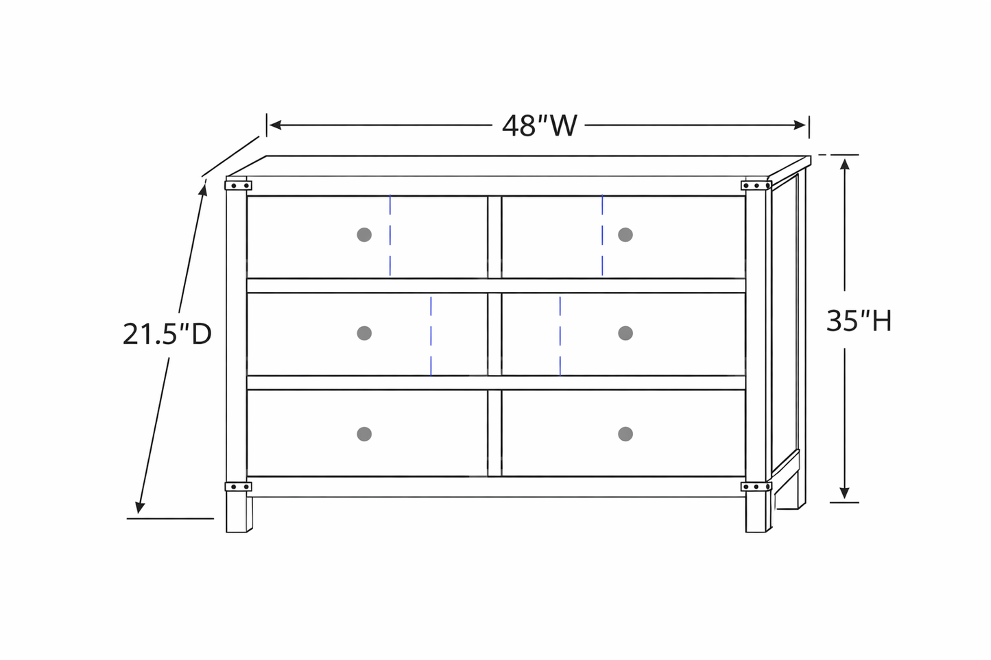 Kingswell 48"/60"/72" W Amish Made Bathroom Vanity (base only)