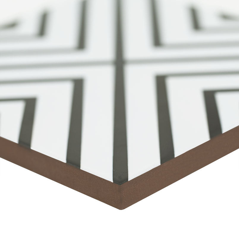 Avenue Black & White Encaustic Porcelain Tile 8x8" - Tilevanity.com