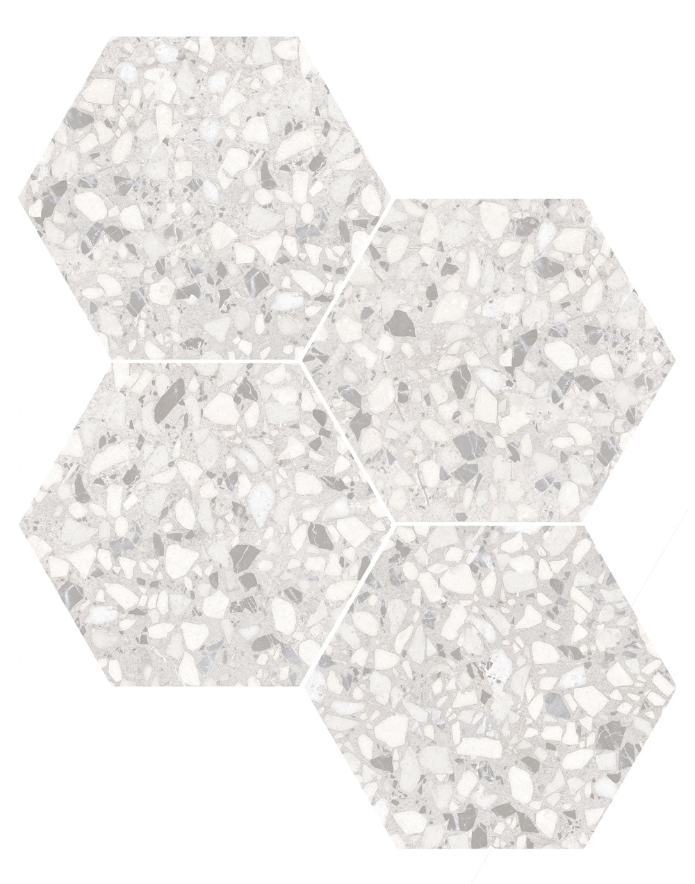 Terazzo Mineral 9.05x10.63" Hexagon Porcelain Tile | 5 Colors