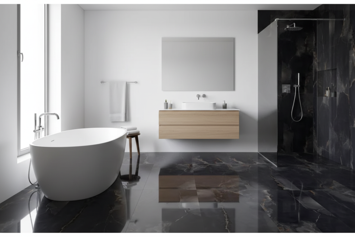 Onyx Black Porcelain Tile 24x48" | 36x36" | Mosaic