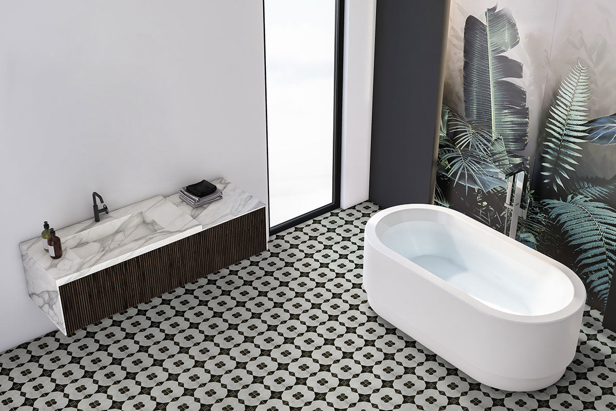 Avenue Geo Medallion Encaustic Porcelain Tile 8x8" - Tilevanity.com