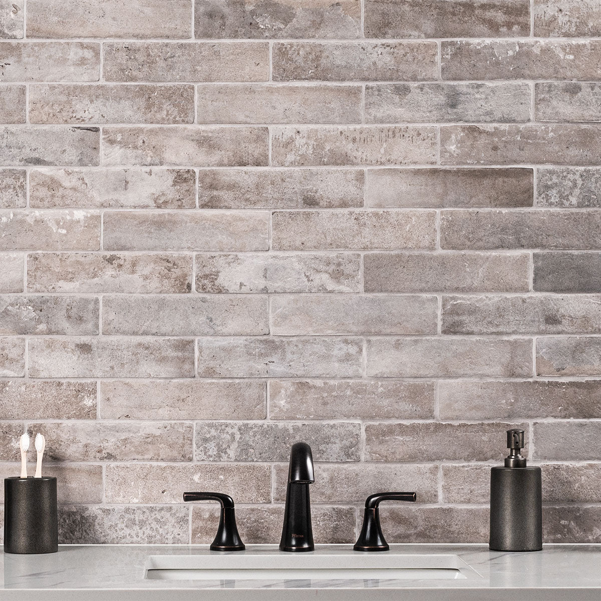 Antica Fornace Taupe Porcelain Brick Look Tile 2x10" - Tilevanity.com