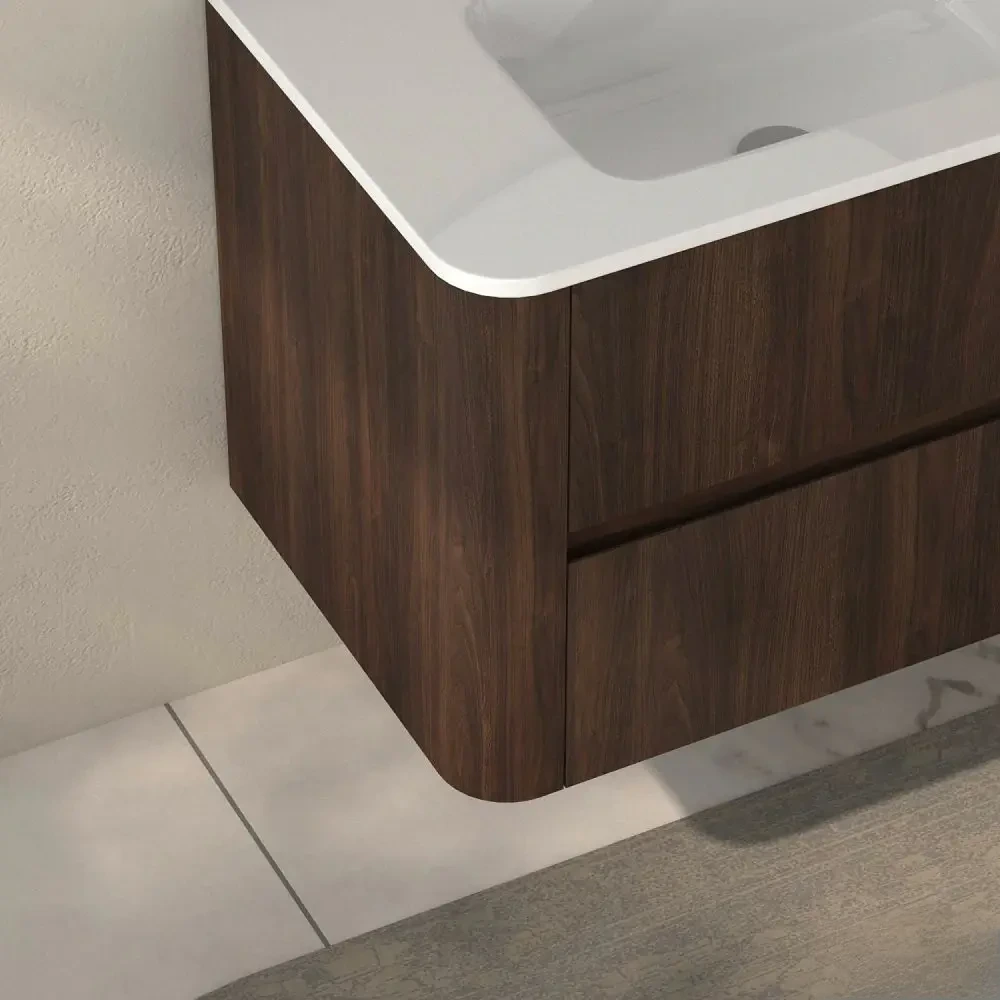 Michelle 30" Wall Mounted Bathroom Vanity with Sink – Dark Walnut - Tilevanity.com