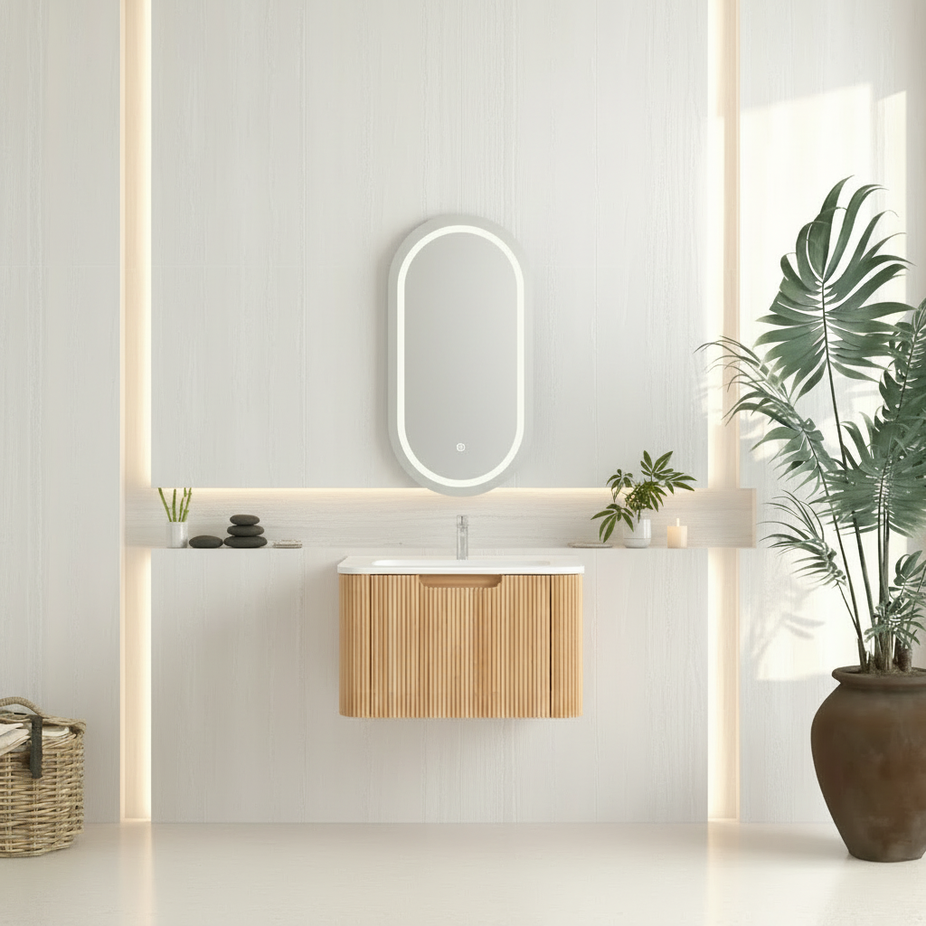 Cosette 24" Wall-Mounted Bathroom Vanity – Natural Walnut with Basin