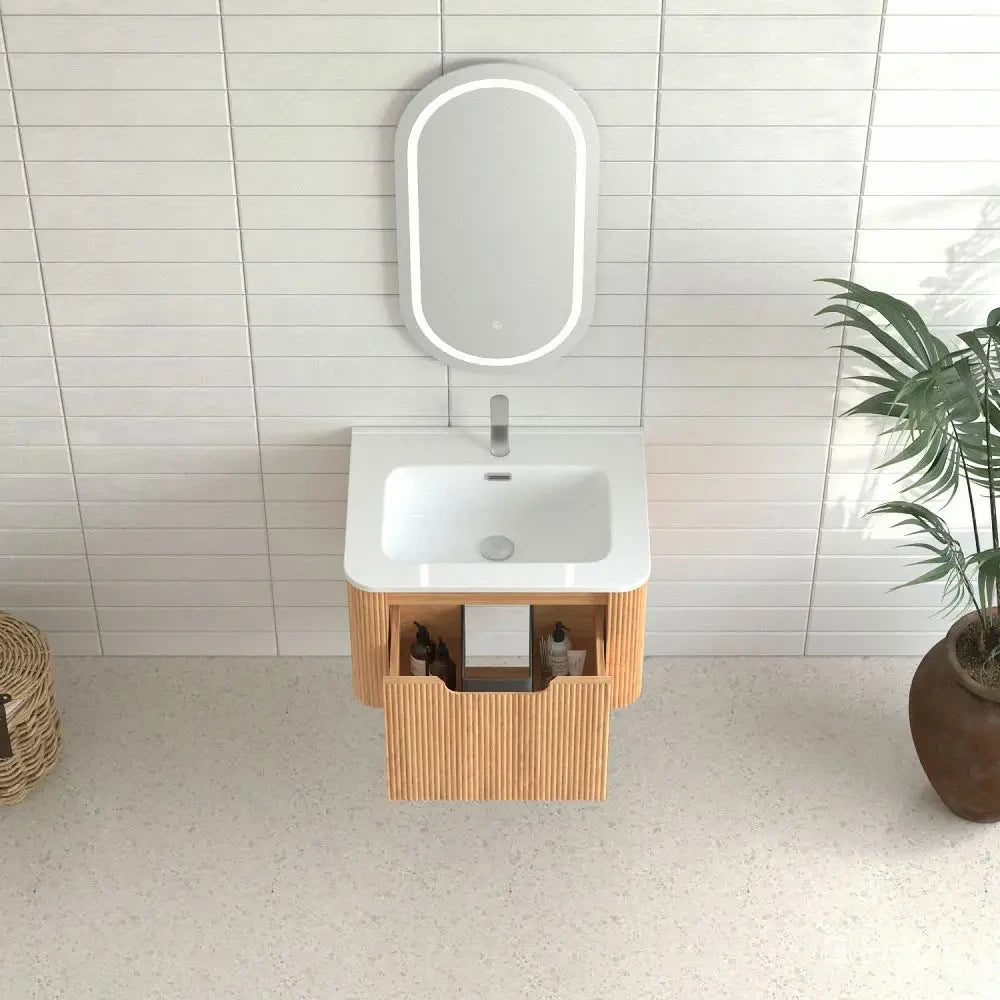 Cosette 24" Wall-Mounted Bathroom Vanity – Natural Walnut with Basin